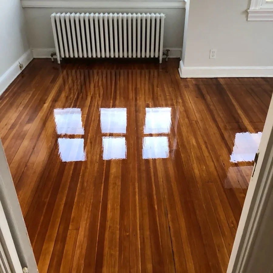 Buffing and polishing a commercial hardwood floor